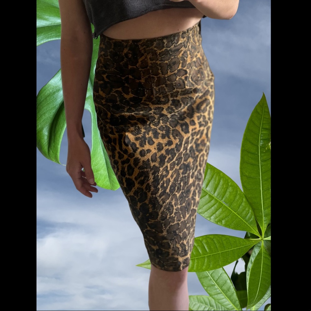 Vintage Leather Leopard Skirt
